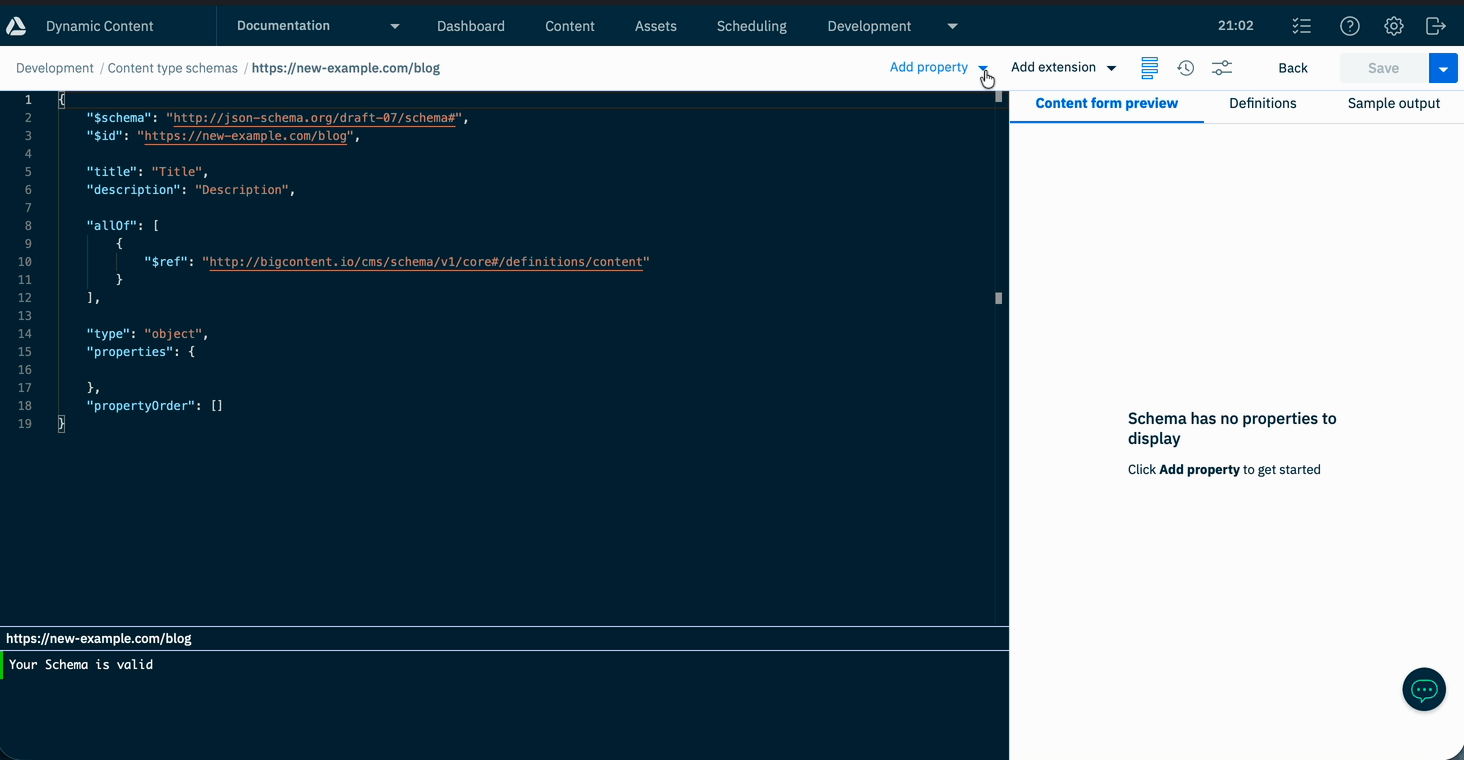 Improved Add properties menu in schema editor